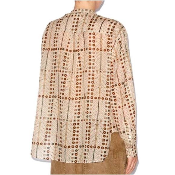 Marant Etoile Women's Ecru Mexika Printed Cotton Blouse Size 38 | Medium - Picture 2 of 12